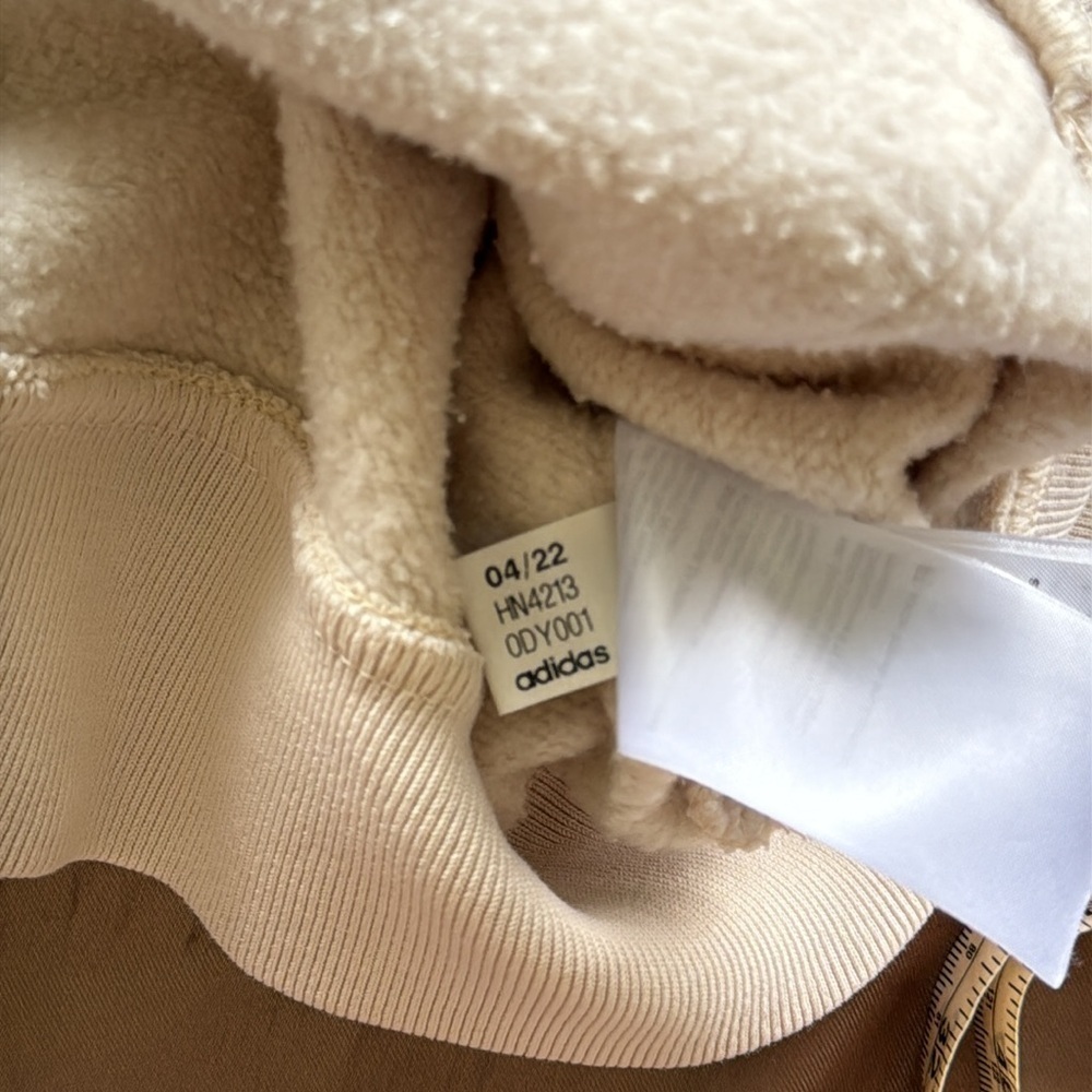 Adidas Cream All Szn Boyfriend Fleece Sweatshirt Hoodie Cotton Blend New Sz S - Picture 13 of 14